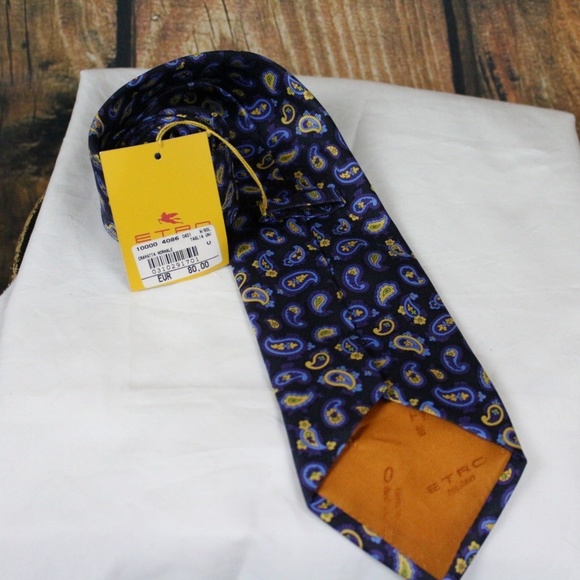 ETRO MILANO MEN'S TIE NEW 100% SILK MADE IN ITALY - Picture 5 of 8